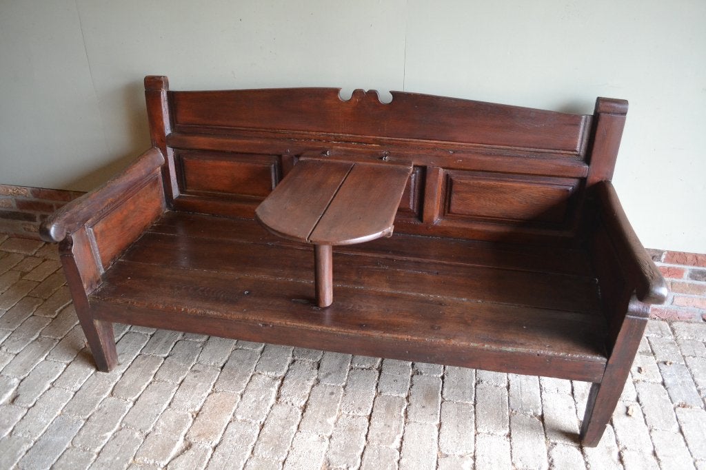 Prachtige antieke houten stationsbank, verandabank, halbank, Verzenden, Gebruikt, Hout