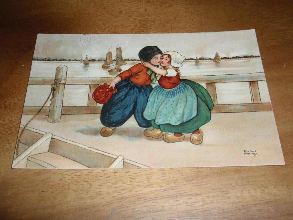 Kussend Paartje Illustrator Klederdracht, Verzenden, Voor 1920, Gelopen, Klederdracht