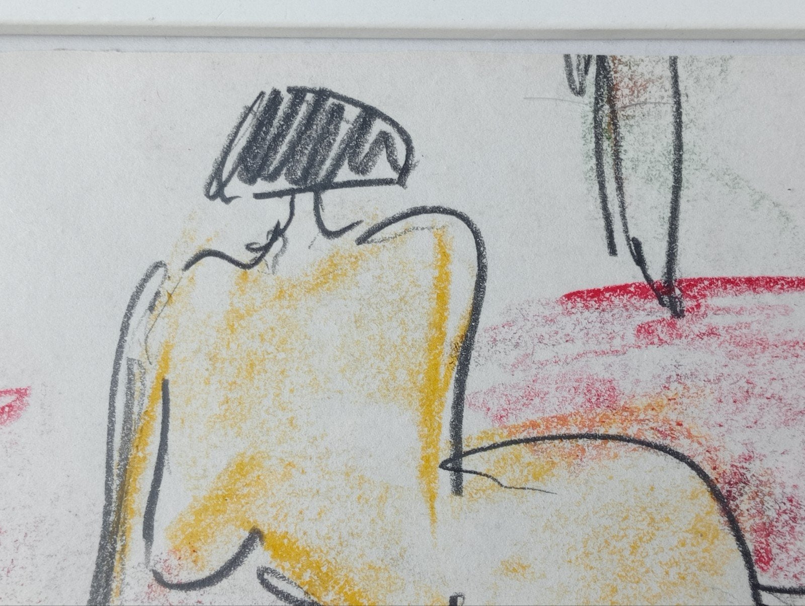 Krijt tekening liggend naakt jaren 90, Ophalen of Verzenden