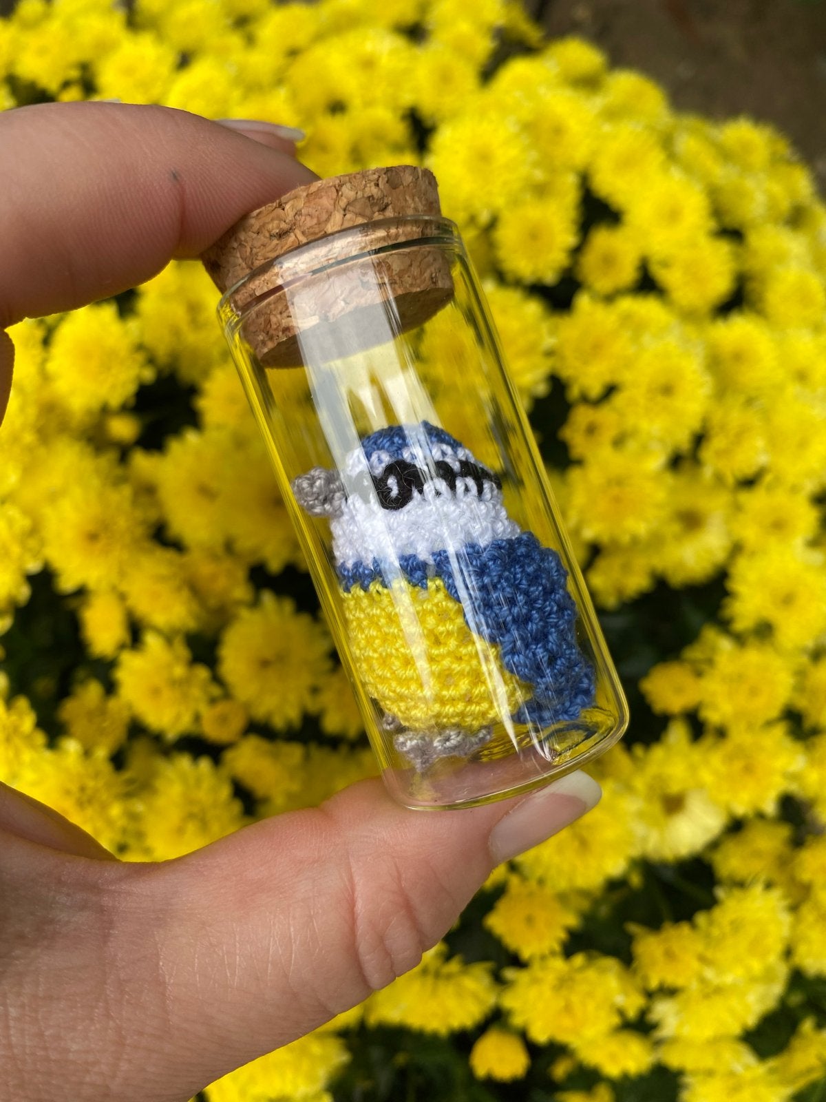 Gehaakte pimpelmeesje in een flesje, Ophalen of Verzenden, Nieuw, Knuffel of Figuurtje