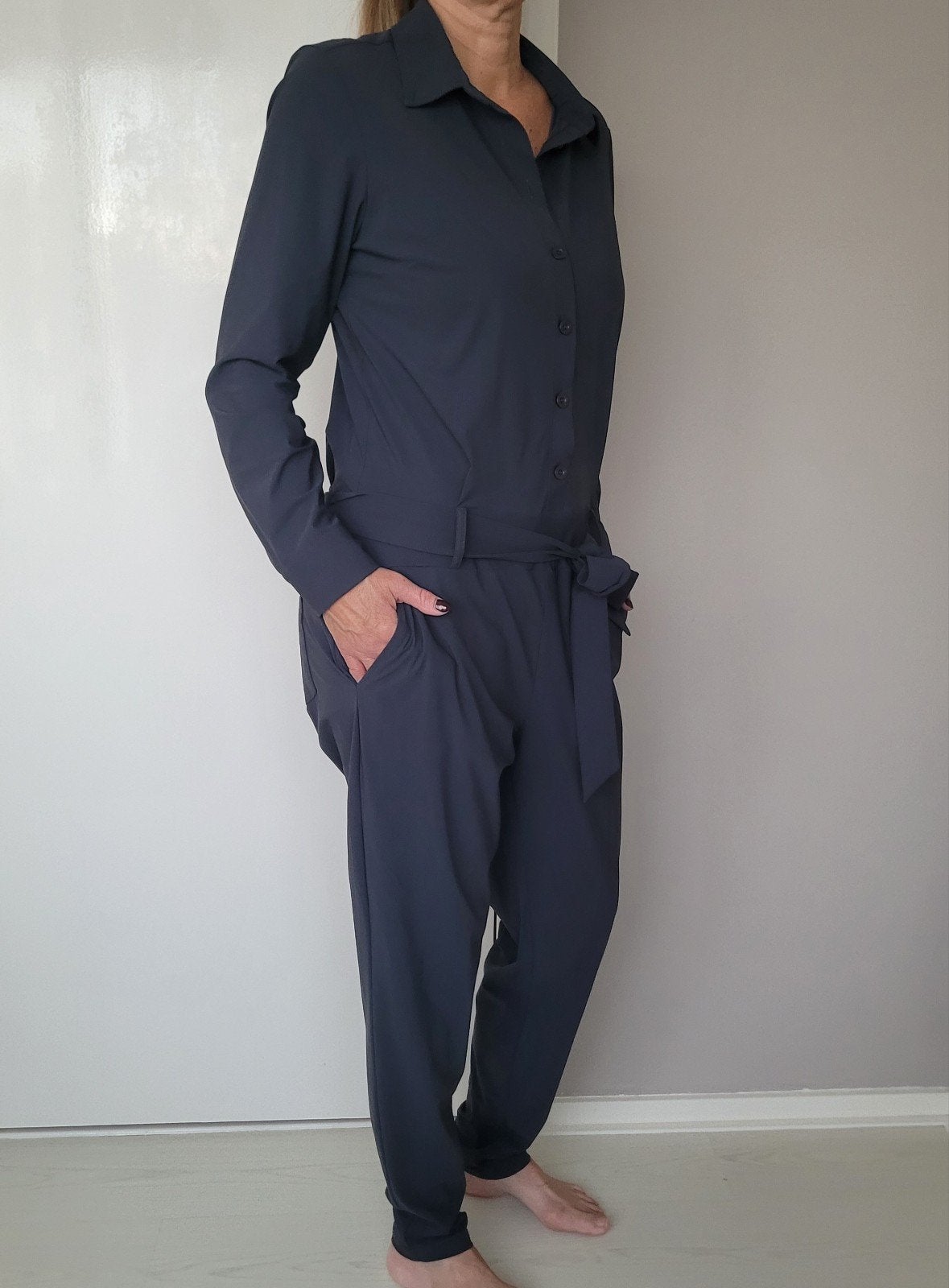 Studio Anneloes Angelique jumpsuit XL Antraciet broekpak, Studio Anneloes, Verzenden, Maat 46/48 (XL) of groter, Zo goed als nieuw