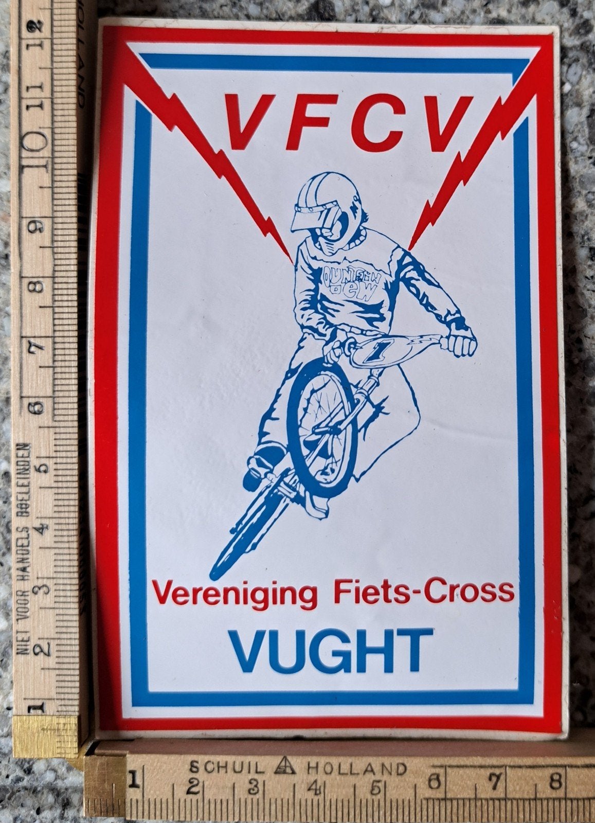 Vintage sticker Fietscross crossfiets VFCV FietsCrossClub, Ophalen of Verzenden, Zo goed als nieuw