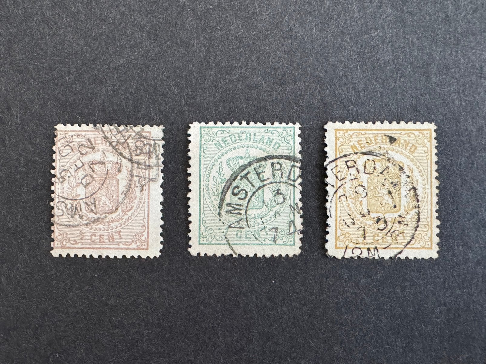1869-1871 Wapenzegels NVPH nr 13+15+17 gestempeld, Verzenden, T/m 1940, Gestempeld