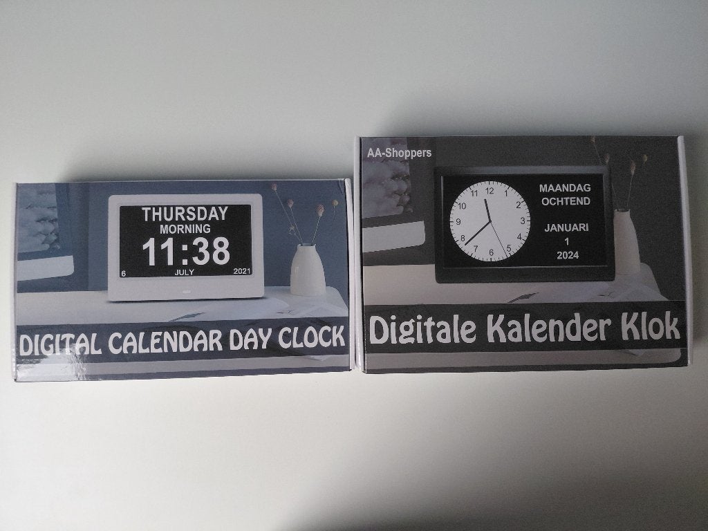 Digitale kalender klok set, Ophalen of Verzenden, Zo goed als nieuw, Analoog en Digitaal, Tafelklok