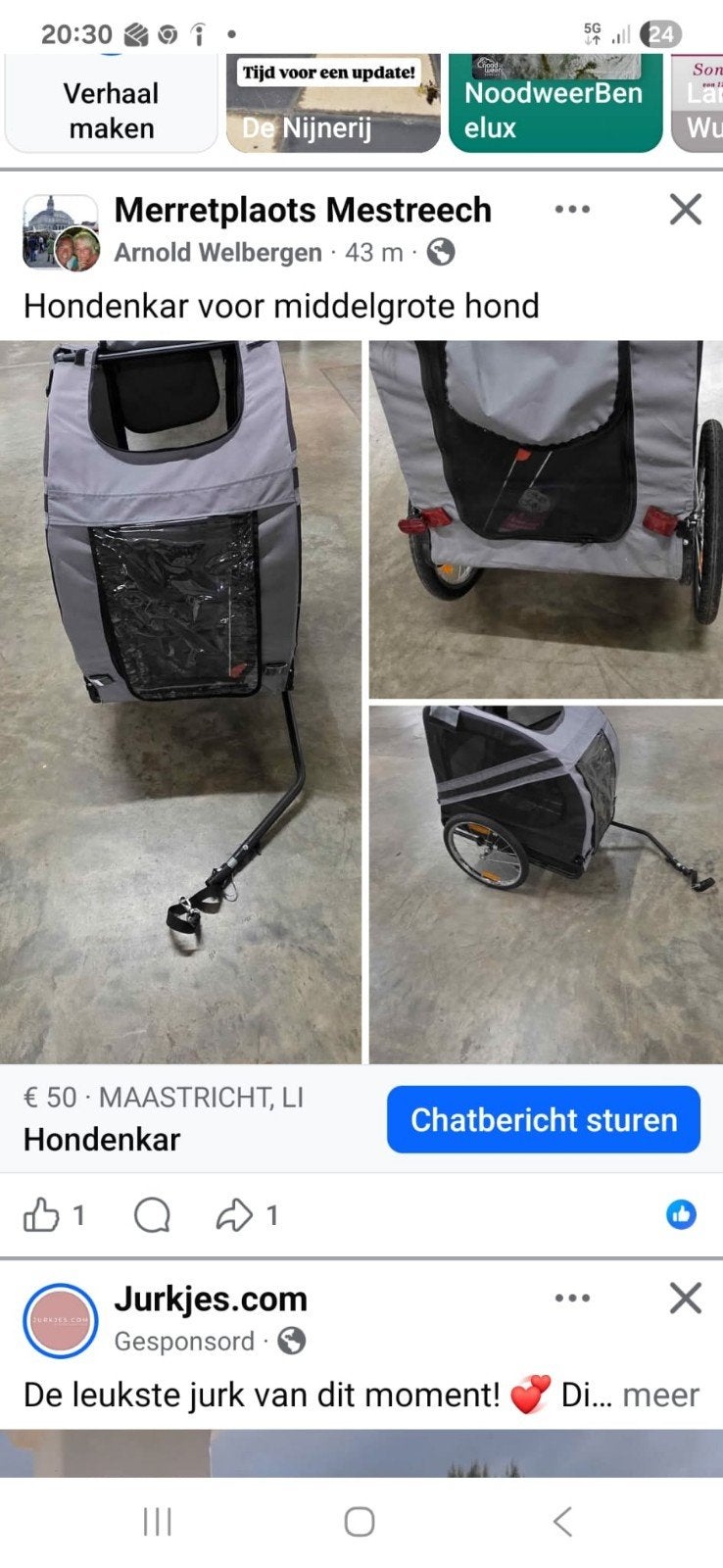Hondenkar voor achter de fiets, Ophalen of Verzenden
