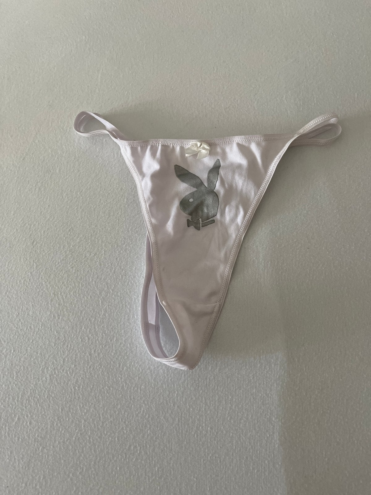 Playboy String - Wit met Konijn Logo, Verzenden, Wit, String
