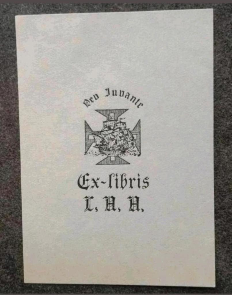 Exlibris Lino Antonio Alfonso (Onderdonk) (zeilschip, kruis), 1900 - 1949, Ex libris, Ophalen of Verzenden, Origineel