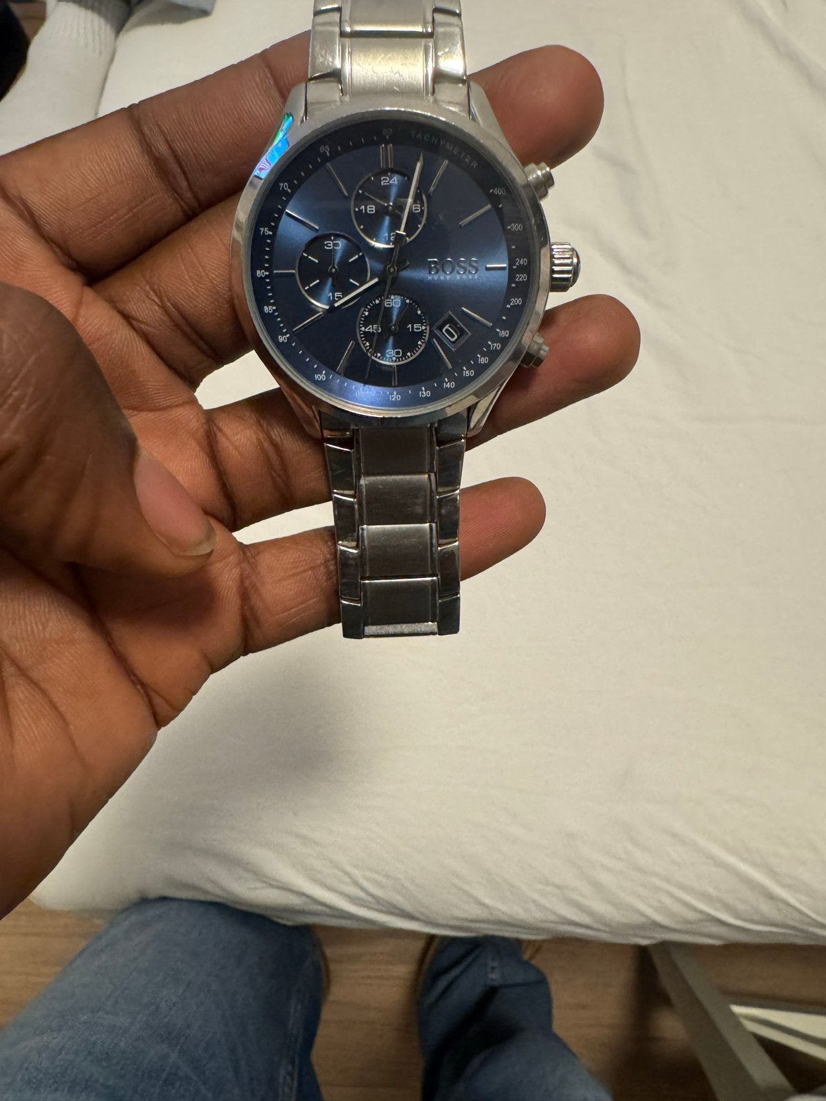 Hugo Boss Herenhorloge zilveren staal, Overige merken, Staal, Gebruikt, Staal