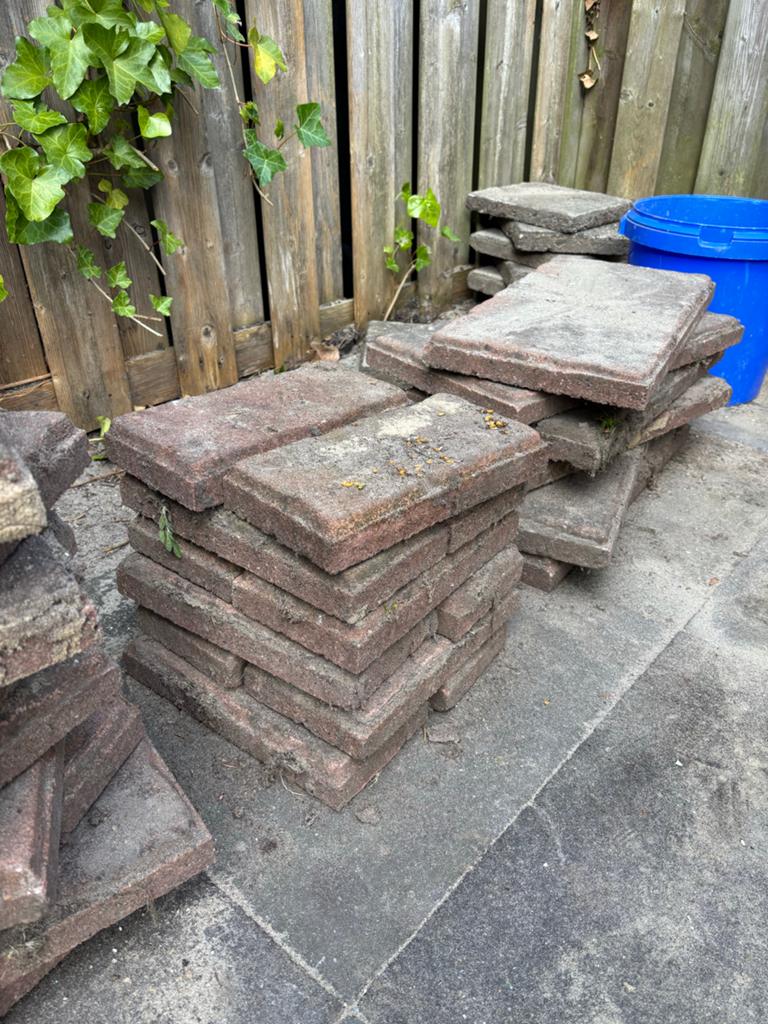 Gebruikte terrastegels - diverse maten, Ophalen, Zo goed als nieuw, 10 m² of meer, Beton