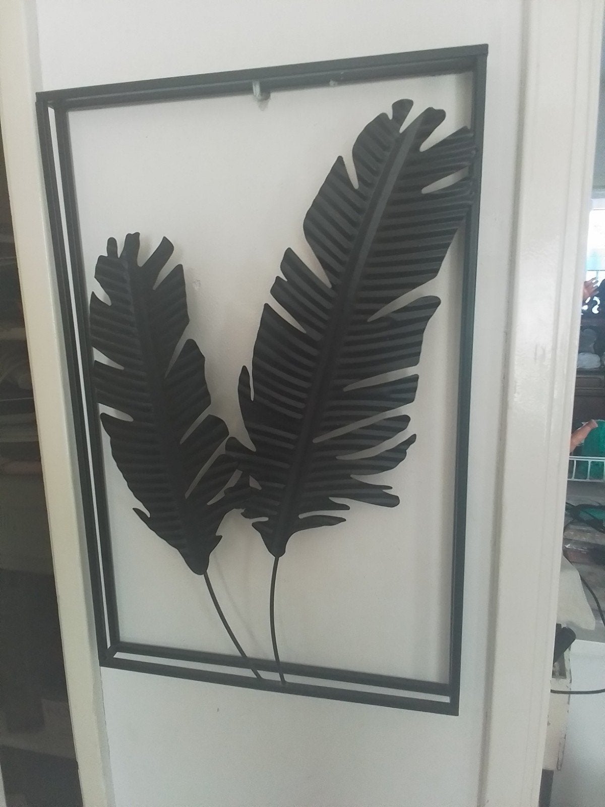 Metalen wanddecoratie - bladeren - 60x40 cm, Huis en Inrichting, Woonaccessoires | Wanddecoraties, Metaal, Wandsculptuur, Zwart