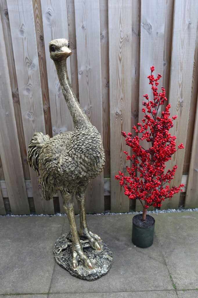 Struisvogel beeld goud 110 cm | Tuinbeeld & woondecoratie, Dierenbeeld, Kunststof, -, -