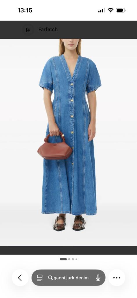 Ganni denim jurk - 1x gedragen - Maat M, Maat 38/40 (M), Blauw, Ophalen of Verzenden, Zo goed als nieuw