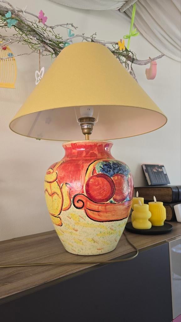 Hubert Olivier lamp Origineel. Fruitmotief en theepot., Ophalen