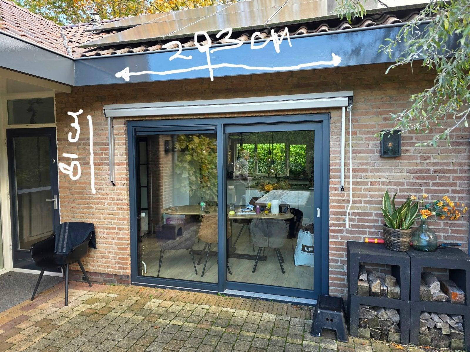 Uitvalscherm antraciet 2,93m, Ophalen, Gebruikt, 250 cm tot 450 cm, Uitvalscherm