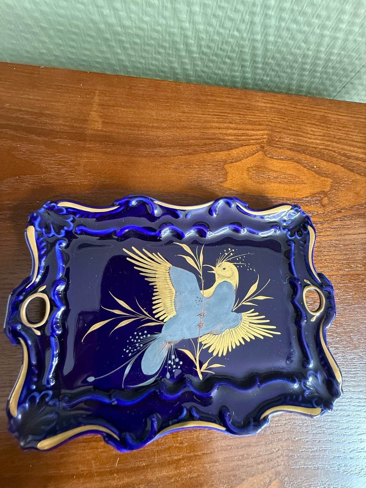 Capeans Porcelana España sierbordje met vogeldecoratie, Ophalen of Verzenden