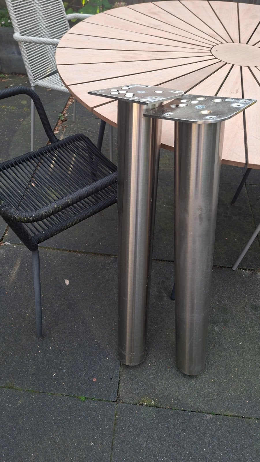 2 metalen tafelpoten 90 cm hoog, Ophalen, Tafelpoot, Gebruikt, 50 tot 100 cm
