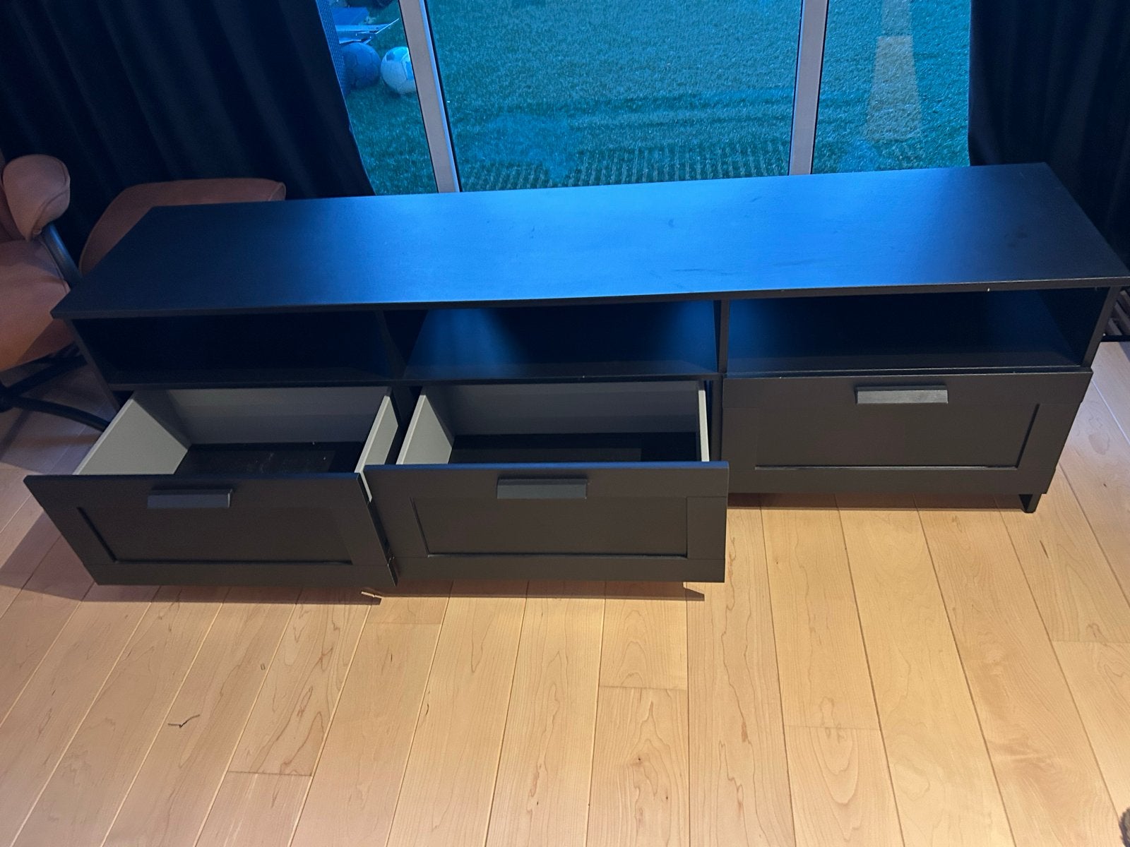 IKEA TV meubel zwart - 180x40x54 cm, Gebruikt, 150 tot 200 cm, Ophalen of Verzenden, Minder dan 100 cm