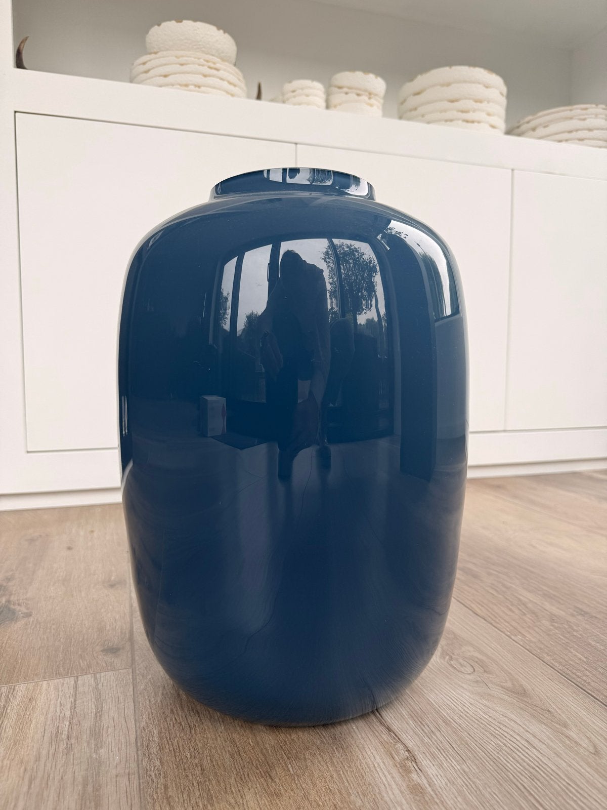 Vase the World Vaas Artic Medium Donkerblauw Grijs 35cm, Ophalen of Verzenden, Nieuw, Blauw