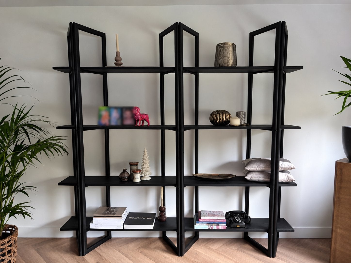 Eleonora Boekenkast zwart eikenhout, Huis en Inrichting, Ophalen, Met plank(en), 200 cm of meer, Eikenhout
