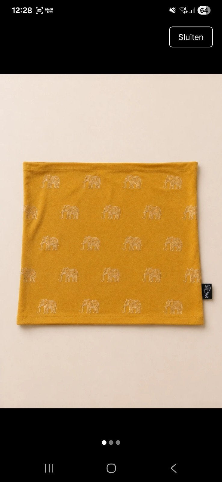 Gele kussenhoes met olifantenprint 45x45 cm, Ophalen of Verzenden