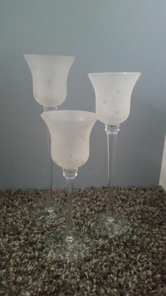 3 sierlijke kelken - 20,5 / 25,7 / 28 cm hoog, Overige materialen, Gebruikt, Overige kleuren, Ophalen of Verzenden
