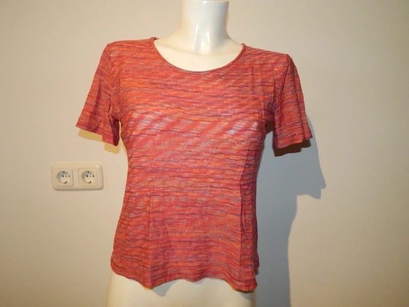 Missoni vintage shirt gemelleerd van kleuren vintage It 42, Korte mouw, Missoni, Maat 36 (S), Gedragen