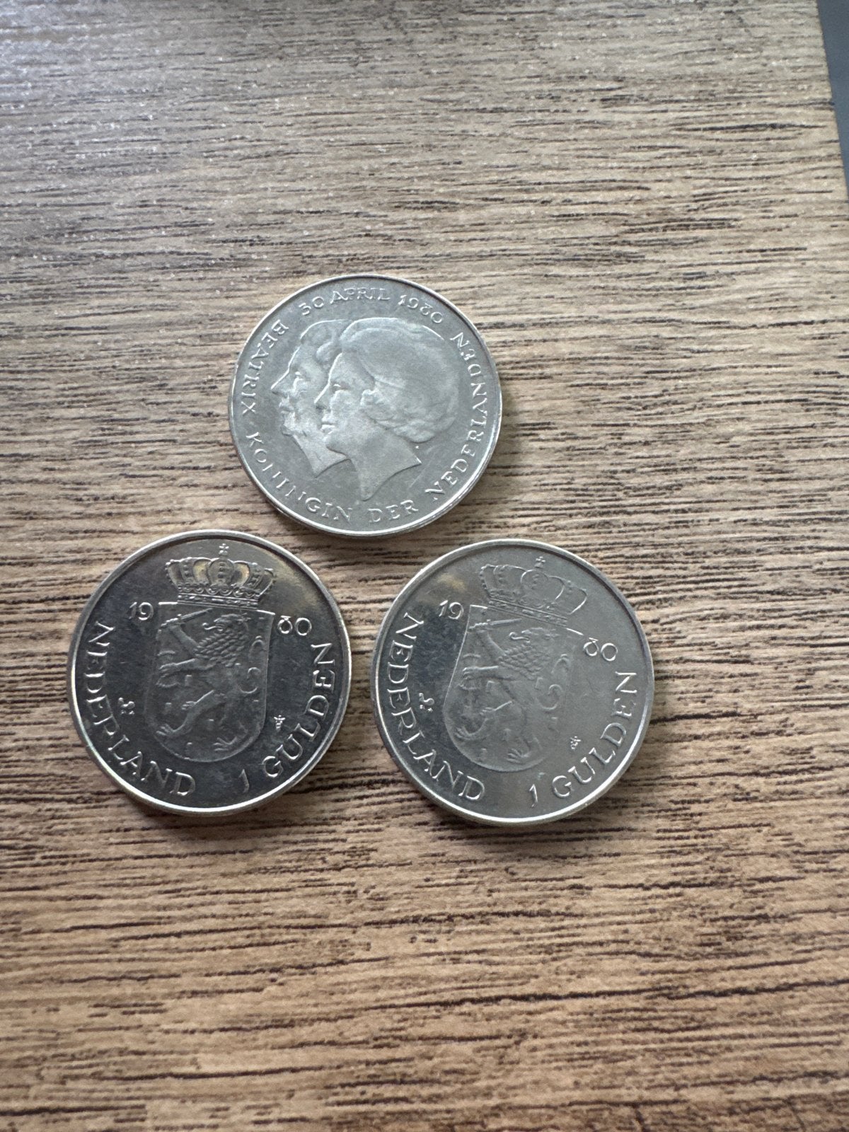 3x 1 Gulden munten Koningin Beatrix 1980, 1 gulden, Setje, Koningin Beatrix, Ophalen of Verzenden