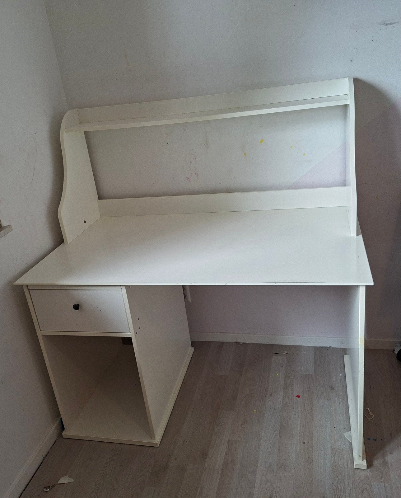 Wit bureau met opzetstuk en lade - 120x70x124cm, Ophalen of Verzenden
