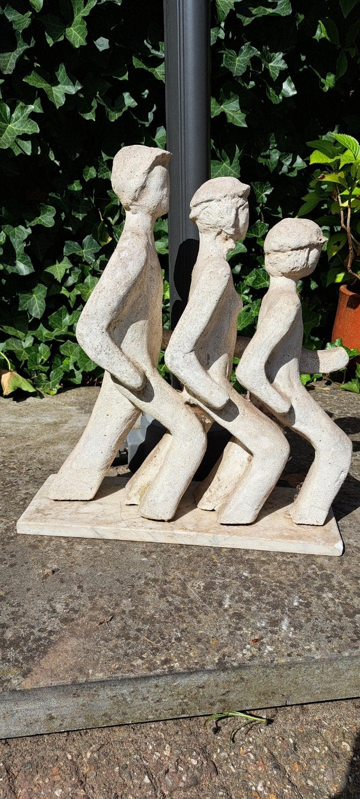 tuinbeeld,  gezin van 3, Ophalen, Gebruikt, Beton, Mensenbeeld