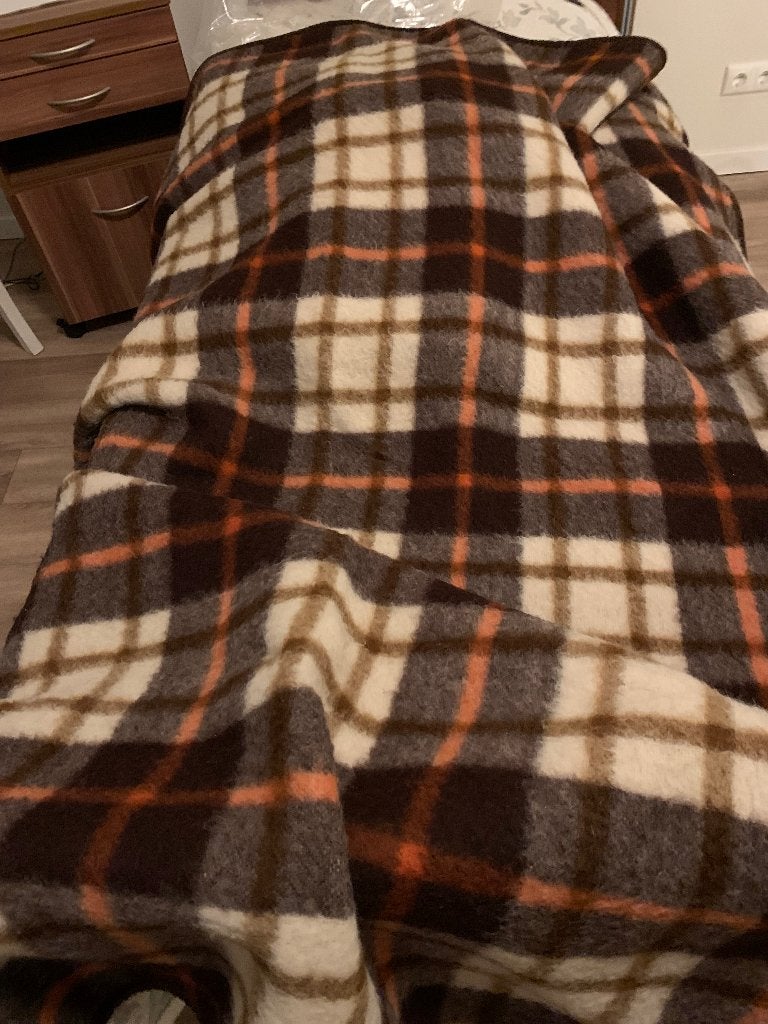 Te koop 2 persoons wollen deken, Ophalen, Gebruikt, Bruin, Tweepersoons