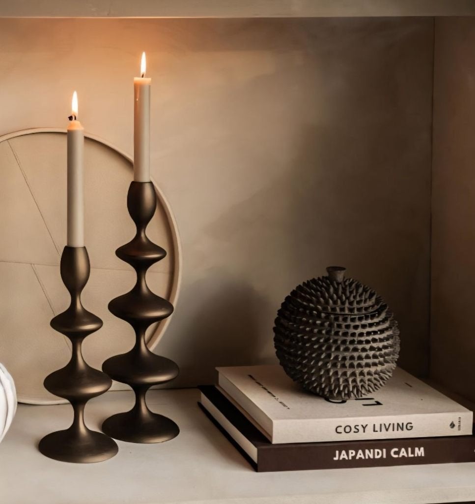 Light & Living Set kaarsenhouders Mocha 10x42 Anodic Brown, Meerkleurig, Nieuw, Ophalen of Verzenden, Metaal