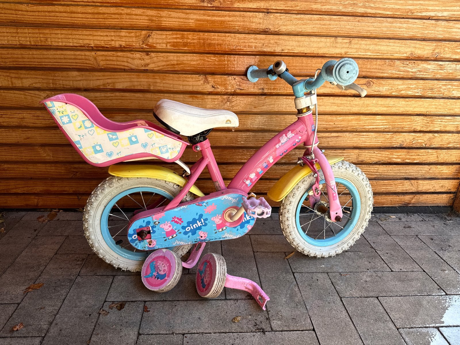 Peppa pig kinderfiets 12,5 inch met lekke band - gratis afha, Fietsen en Brommers, Ophalen, Terugtraprem, Zijwieltjes, Gebruikt