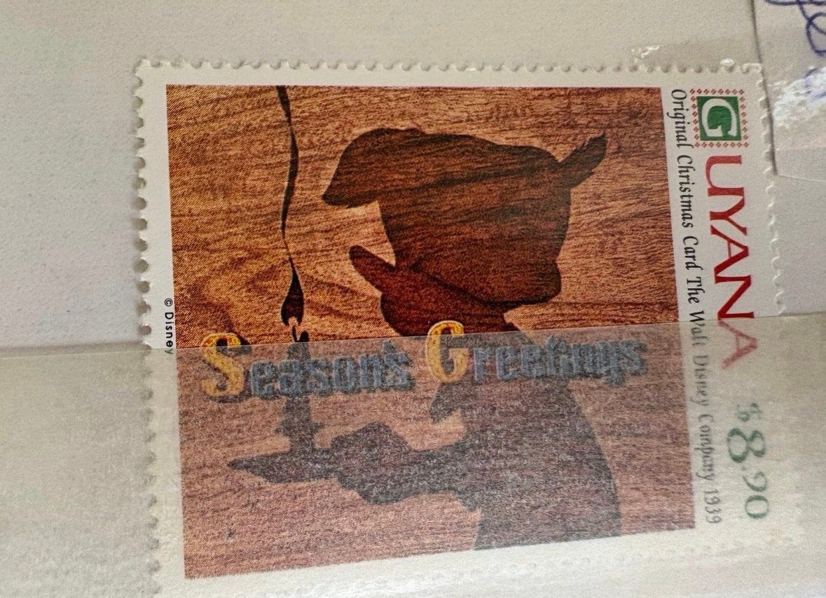 Disney Kerstzegel Guyana 1939 - Originele Kerstkaart, Ophalen of Verzenden