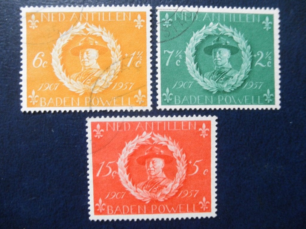 Postzegels scouting Antillen 1957 - cw. € 3,60., Ophalen of Verzenden, Gestempeld