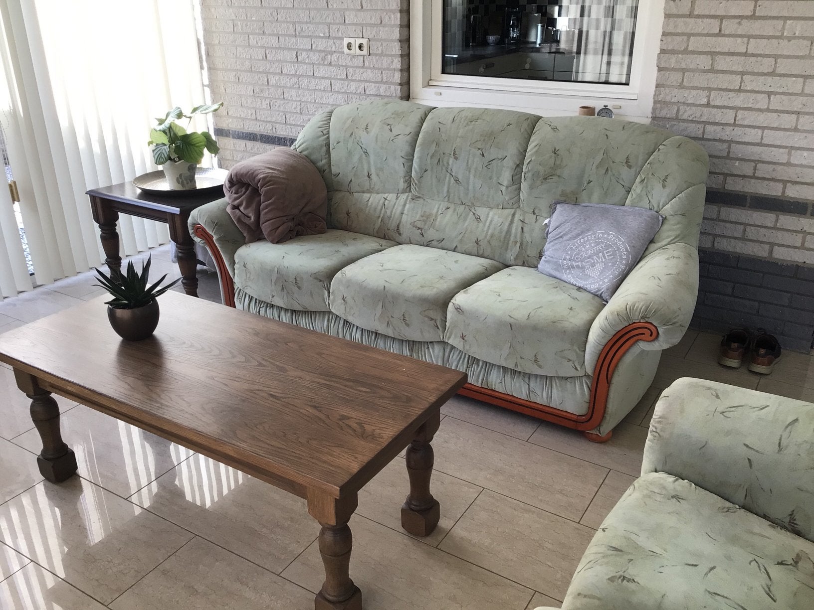 Te koop bankstel salontafel tv kast hoektaffel en Samsung tv, Ophalen, Gebruikt, Hout