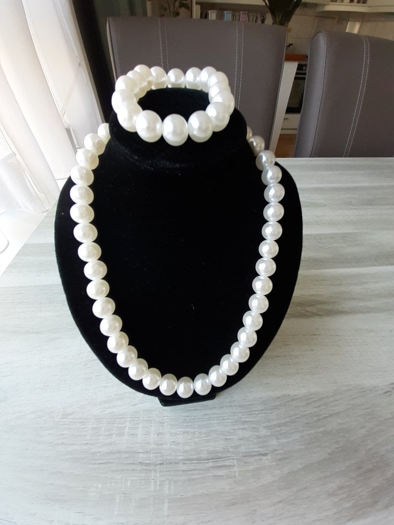 Ketting met grote parels, Ophalen of Verzenden, Nieuw, Wit, Overige materialen