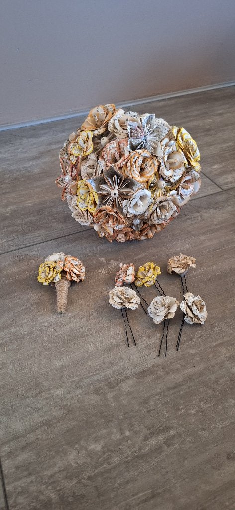 Boeket, corsage en haarspeldjes bruiloft, Kleding | Dames, Ophalen, Zo goed als nieuw, Beige, Accessoires