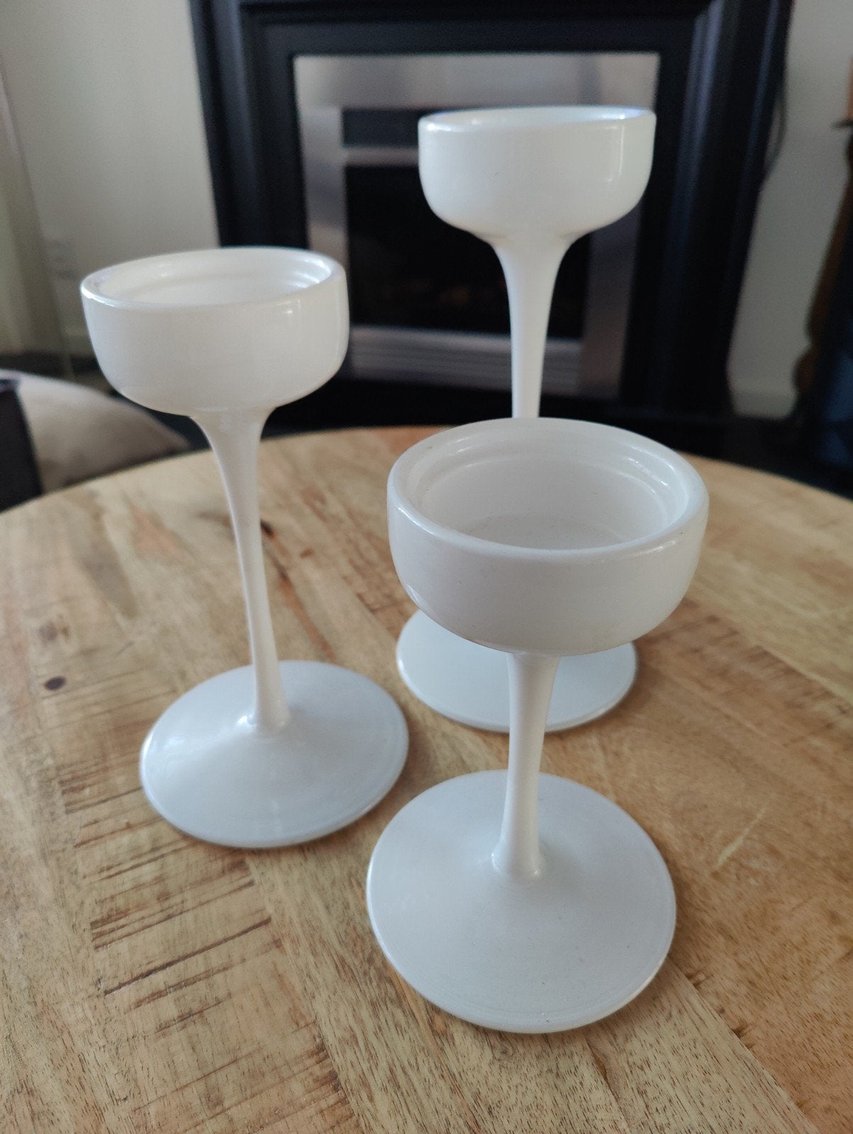 Set van 3 vintage IKEA Blomster glazen kandelaars, Huis en Inrichting, Woonaccessoires | Kandelaars en Kaarsen, Wit, IKEA, Ophalen of Verzenden