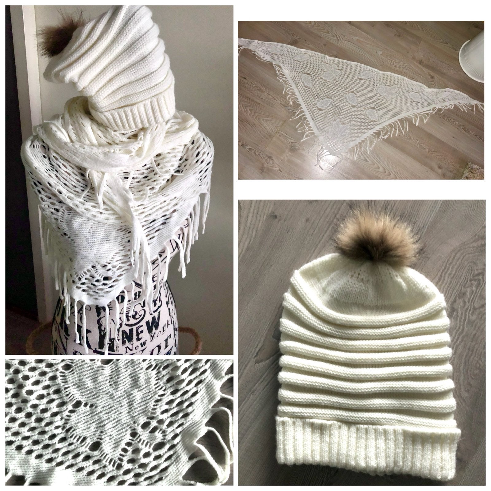 Witte muts en sjaal set nieuw, Ophalen of Verzenden, Nieuw, Maat 38/40 (M), Muts