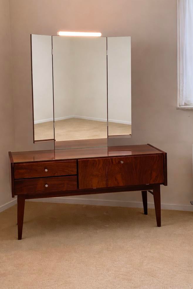 Palissander kaptafel / dressoir met spiegel, jaren 60, Ophalen