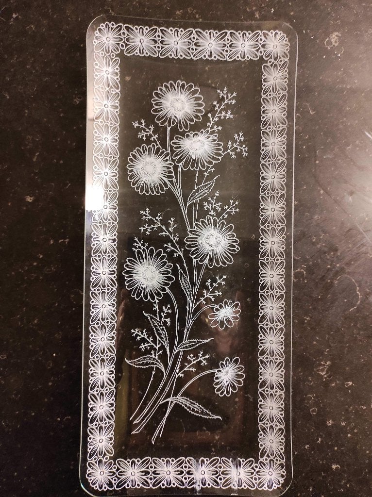 Glazen cakeschaal vintage bloem kantmotief, Antiek en Kunst, Ophalen of Verzenden