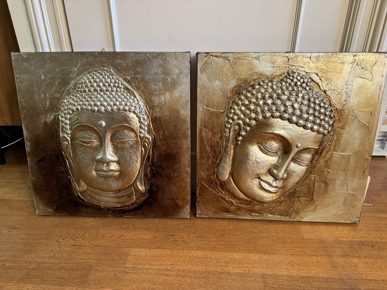 Set van 2 Boeddha wanddecoraties - Goudkleurig, Ophalen