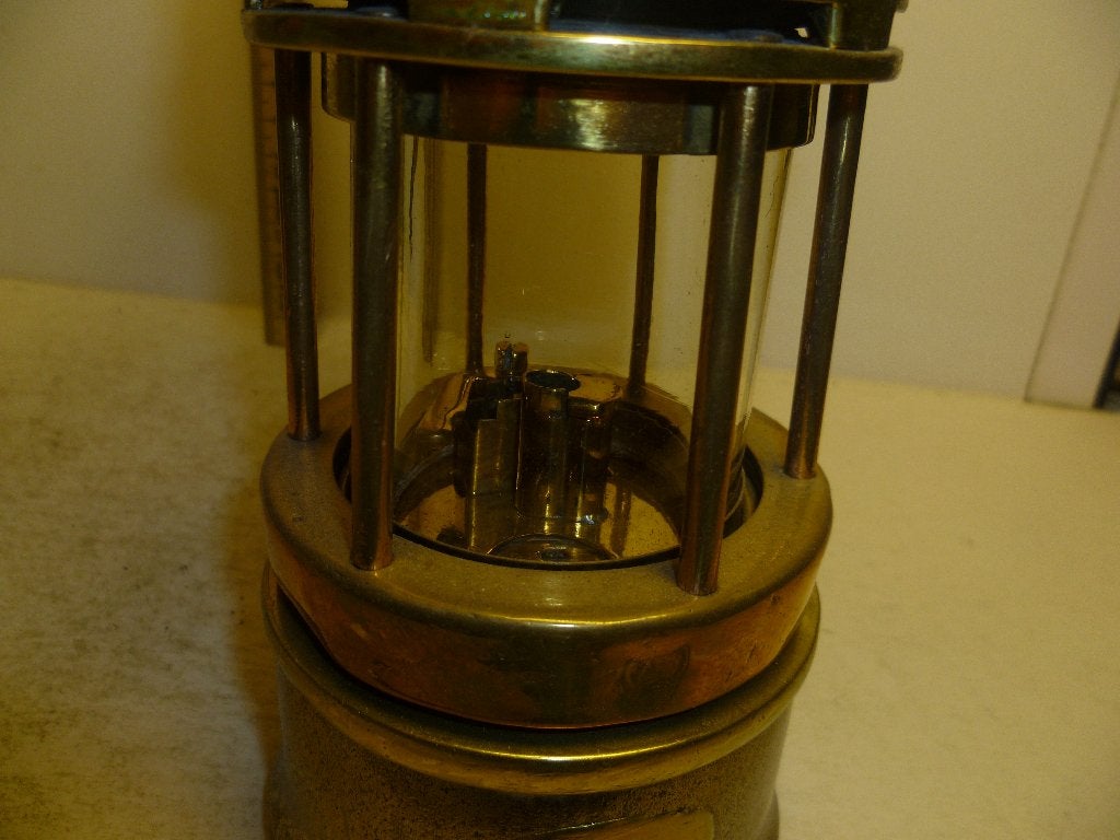 Mijnlamp met Koperen binnenwerk heel mooi, Ophalen of Verzenden