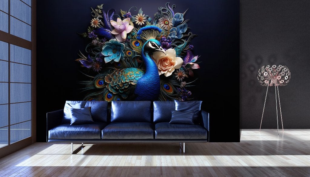Fotobehang / Behang - Hotel chique - Pauw en Bloemenpracht, Huis en Inrichting, Stoffering | Behang, Overige patronen, Info@fotobehangkoning.nl