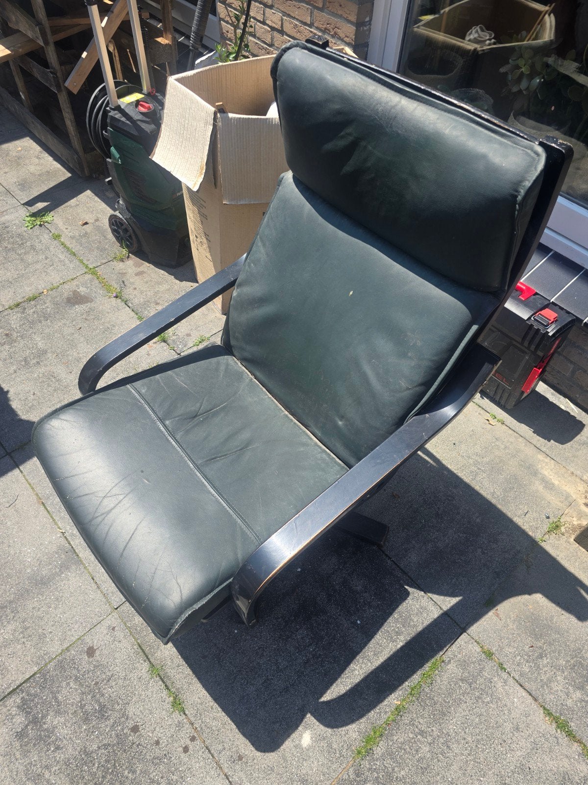 Leren stoel, Huis en Inrichting, Fauteuils, Ophalen, Gebruikt, 75 tot 100 cm, 50 tot 75 cm