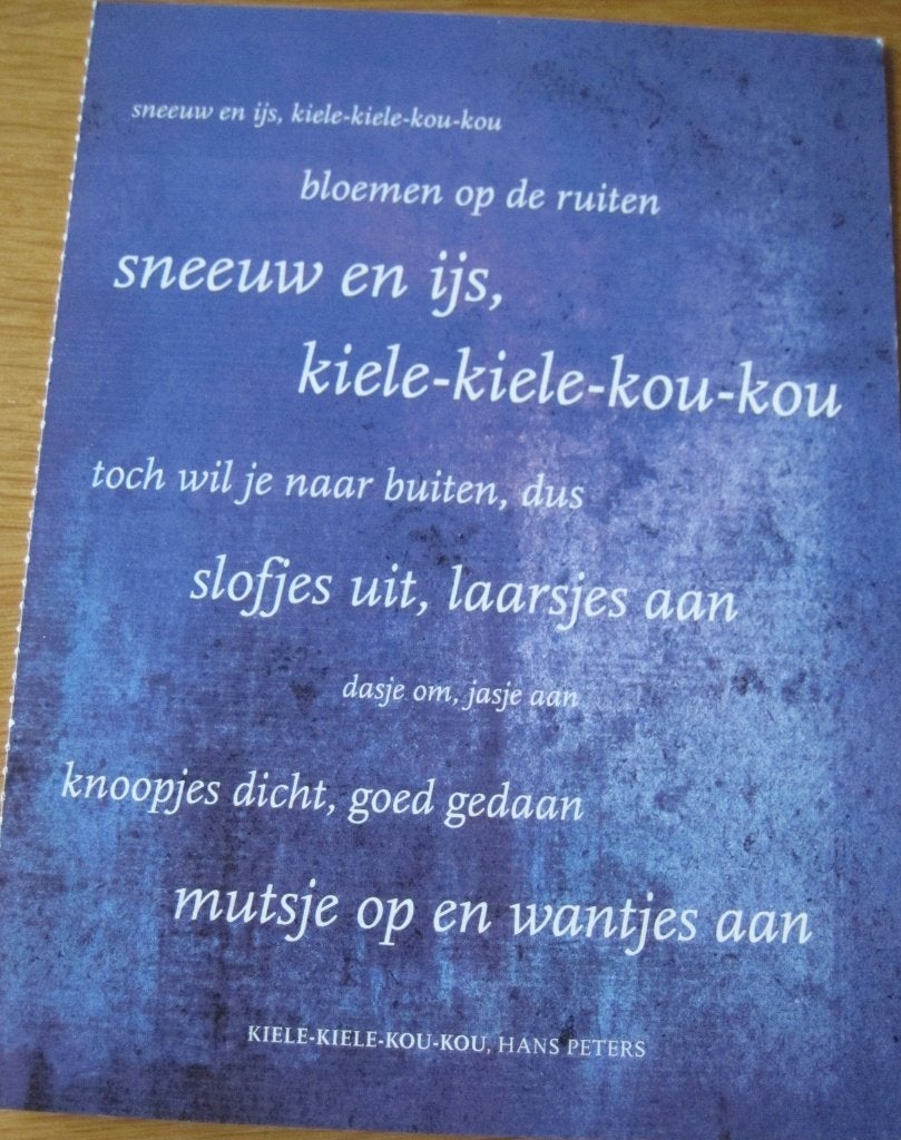 Gedicht kiele kiele kou kou van Hans Peters op ansichtkaart, Verzamelen, Verzenden, 1980 tot heden, Ongelopen, Overige thema's