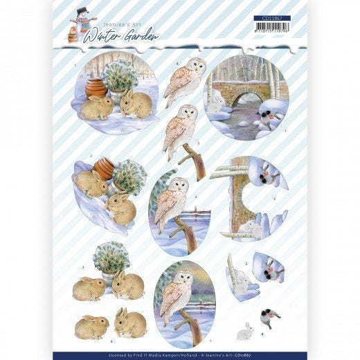 Jeanine's Art CD11867 Winter Garden Rabbits 3D knipvel A4, Dieren, ., Nieuw, Ophalen of Verzenden