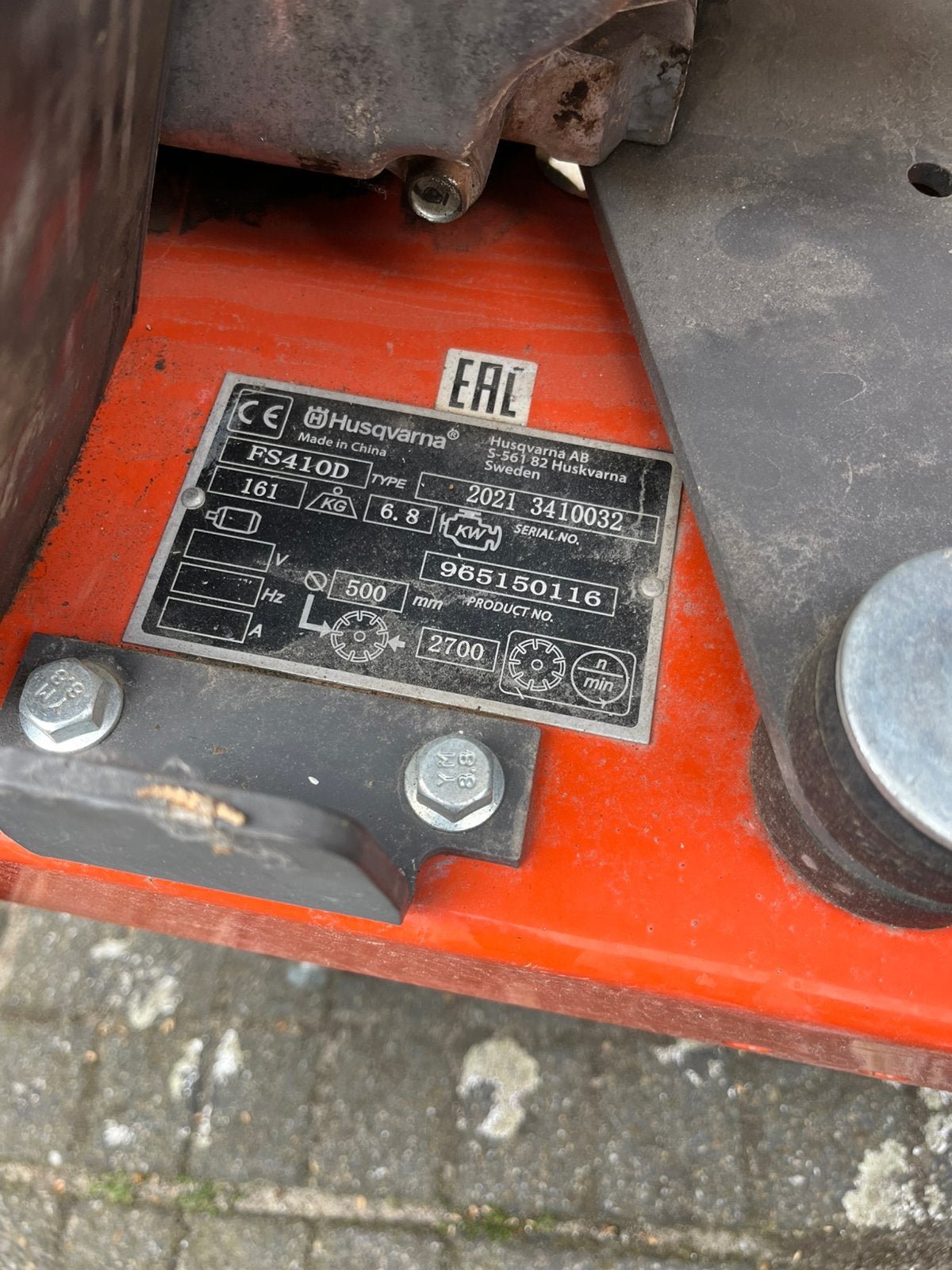 Husqvarna fs410D betonzaag, Ophalen, Overige typen, 600 tot 1200 watt, Zo goed als nieuw