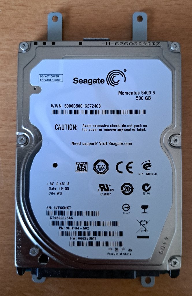 SEAGATE MOMENTUS 5400 6 - 500 GB, Intern, Gebruikt, HDD, Ophalen of Verzenden