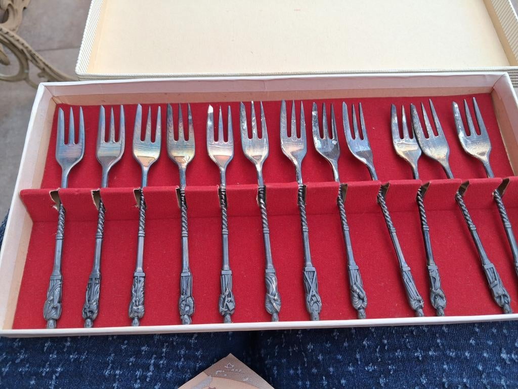Zilveren gebaksvorkjes 12 apostelen, Ophalen of Verzenden